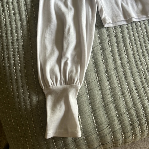 Camille Mock Neck White Long Sleeve Crop Top - Picture 4 of 4